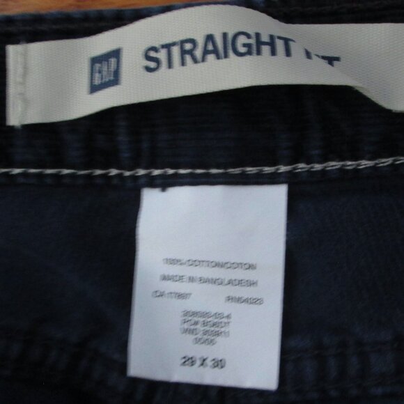 Pre Owned Men's Gap Cotton Blue Straight Fit Corduroy Pants Size 29/30 - Picture 3 of 4